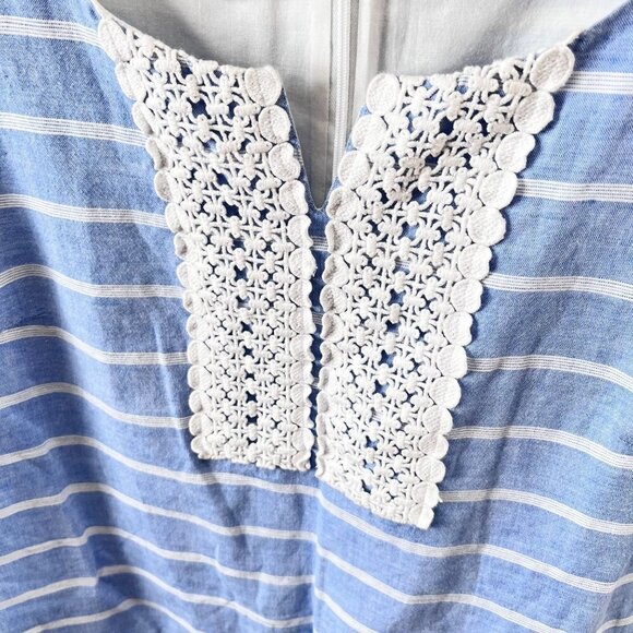 Talbots Linen Blend Coastal Crochet Detail Dress- Size 16 - Picture 2 of 5